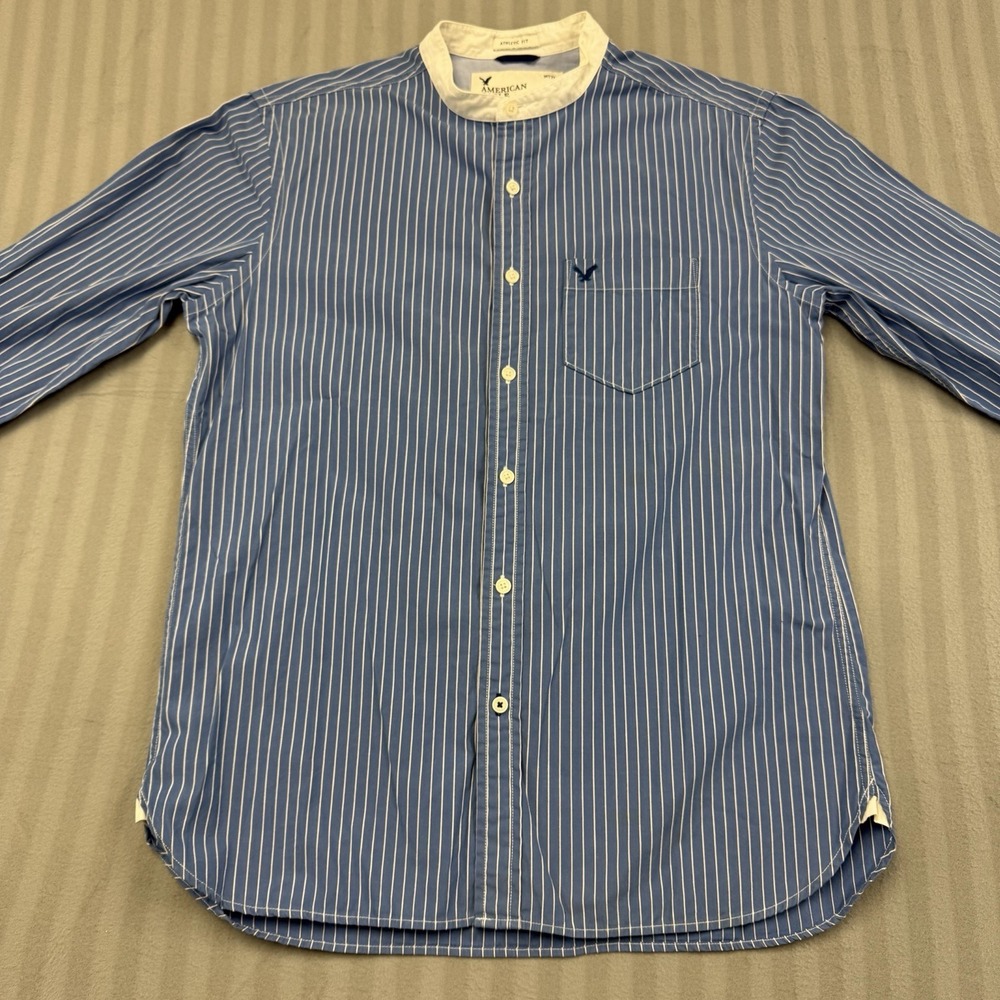 American Eagle Outfitters Shirt Men's Size Medium Blue Button Down No Collar